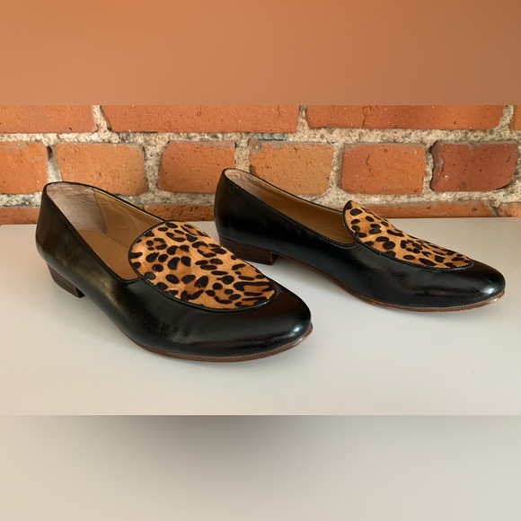 J CREW Calf-Hair Stacked Heel Loafers/Flats Leopard Print EUC 6 - Picture 2 of 12